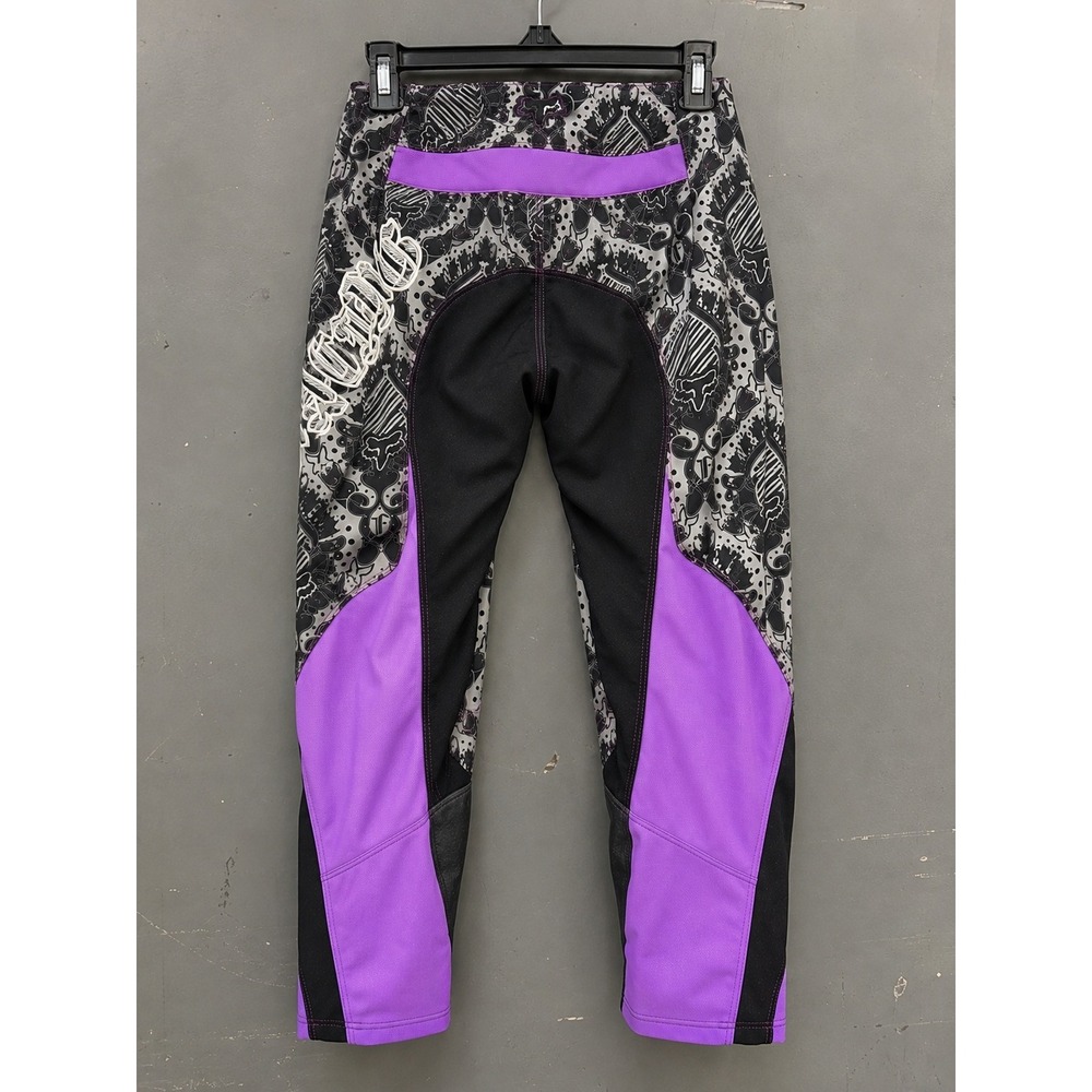 FOX Racing Girls 7/8 Juniors White Purple Motocross Riding Pants - Picture 9 of 9